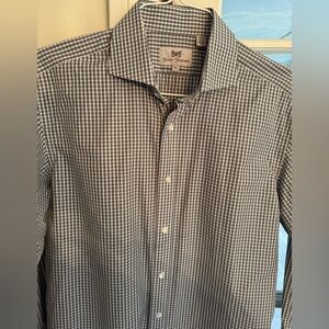 NWOT Hickey Freeman Gray and White Checkered Men's Dress Shirt